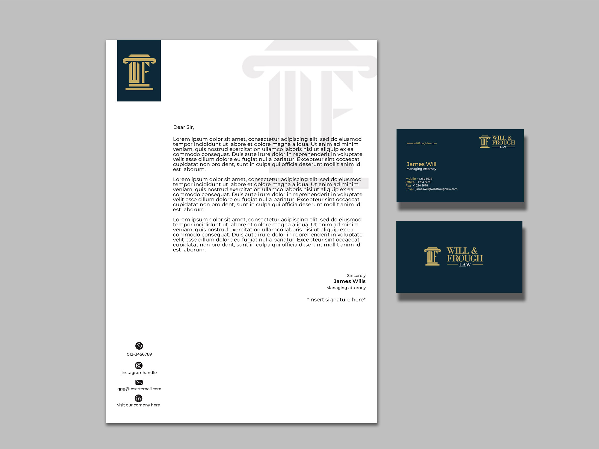 Will & Frough Business Card and Letterhead